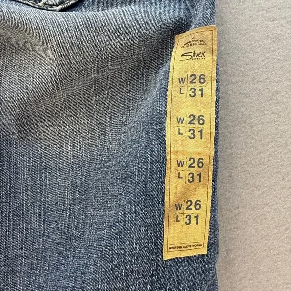 Silver Jeans Women's 26x31 (2) Blue Tuesday Fit Low Slim Boot Western NWT - Picture 4 of 14